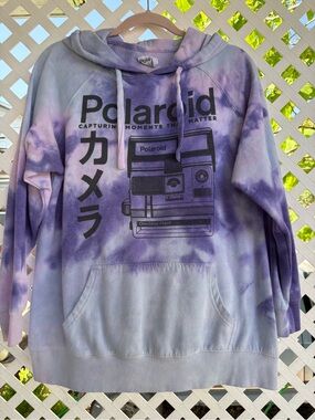 Polaroid Tie-Dye Hoodie in Lavender Pink and Blue